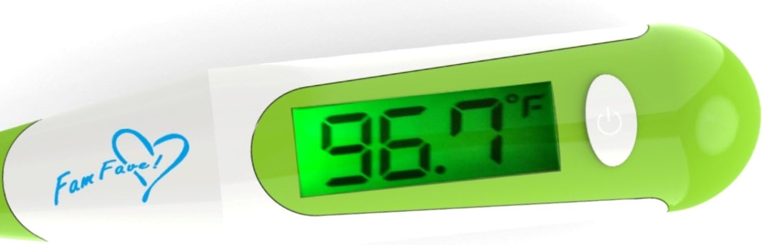 Digital Thermometer - Lighted Jumbo Display - Fast Reading 10 to 25 sec - Flexible Tip - Waterproof - Safe for Baby, Toddler, Child and Adult - Best Baby Fever Thermometer