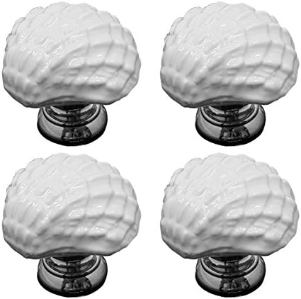 Ceramic Cabinet Drawer Knobs 4 Pack White Porcelain Puls for Kid's Room Handles szrdt (Shell)