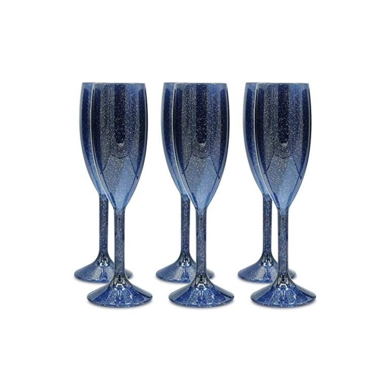 PlasticChampagneFlutesSETOF6PremiumReusableGlasses100