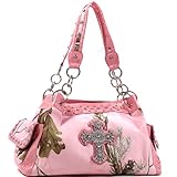 Realtree Camouflage Shoulder Bag Handbag w/ Rhinestone Cross - Pink Camouflage/Pink