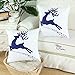 CaliTime Pack of 2 Soft Canvas Throw Pillow Covers Cases for Couch Sofa Home Decoration Christmas Holiday Reindeer with Stars Print 18 X 18 Inches Navy Blue