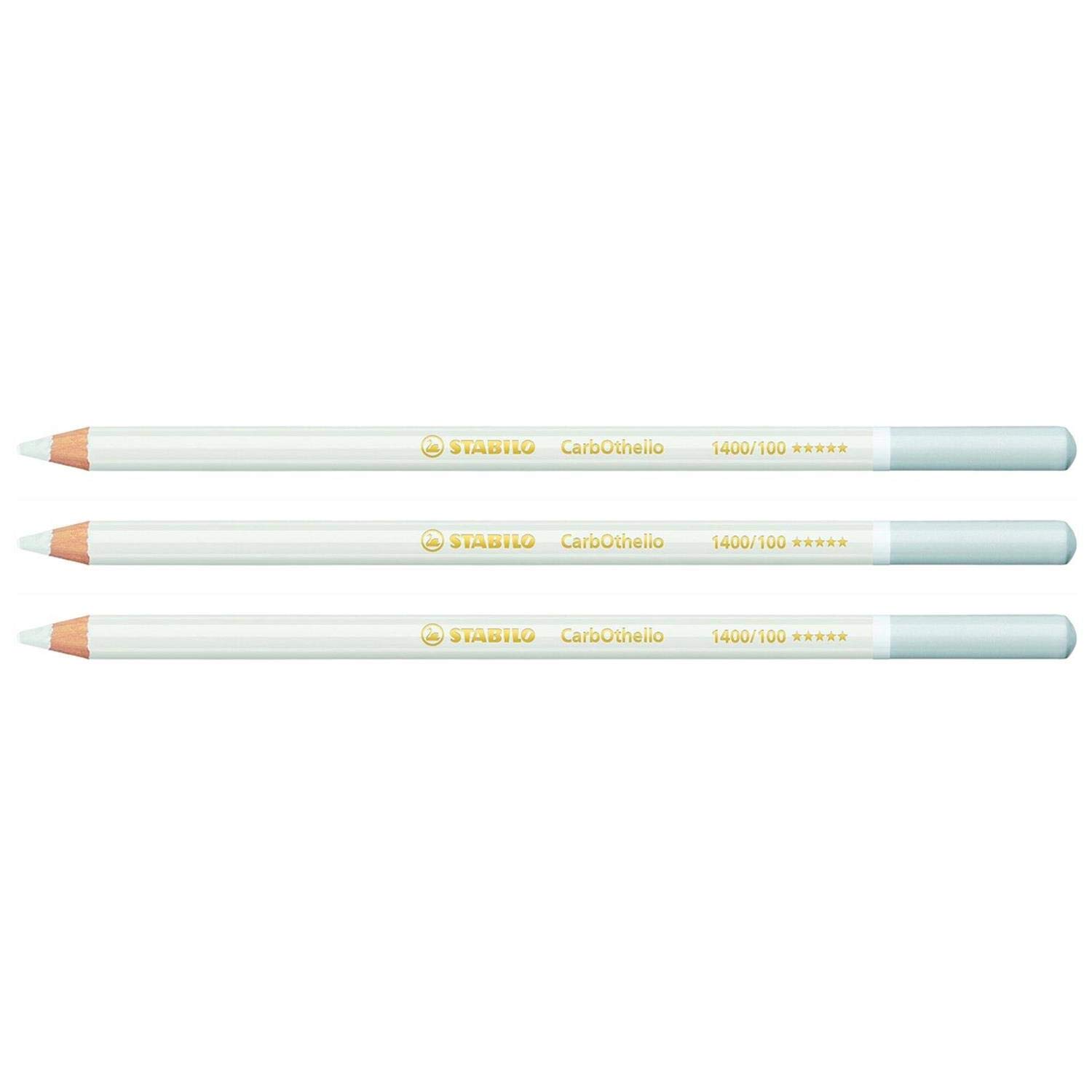 Chalk-Pastel Pencil - STABILO CarbOthello - Pack of 3 - Titanium White