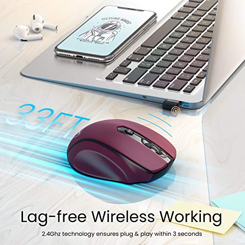 Wireless Mouse, 2.4G 2400DPI Ergonomics Cordless Mouse with USB ...