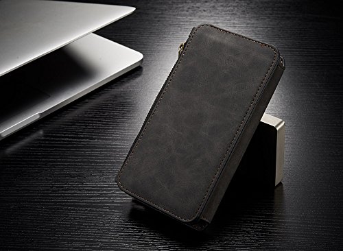 Sammid Galaxy S8 Case, 5.8 inch Multi-function Zipper PU Leather Phone Case with Card Slot, Removable Case for Galaxy S8 - Black - Thumbnail 5