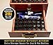 Beautiful 2 Tier Essential Oil Storage Box Organizer with 2 Carry Handles Holds 85 5-30ml & 10ml Roller Bottles (Space for 2oz 4oz Bottles) Free Bottle Opener & 192 EO Labels - Wooden Oil Case Holder