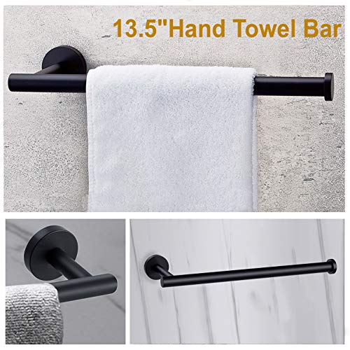 Nolimas 4-Pieces Set Matte Bathroom Hardware Set SUS304 Stainless Steel Round Wall Mounted - Includes 23.6"&13.5" Hand Towel Bar,Toilet Paper Holder, Robe Towel Hooks,Bathroom Accessories Kit - Thumbnail 2
