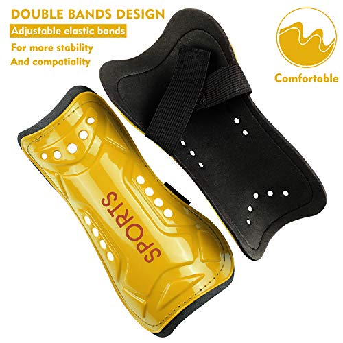 image for GKCI Youth Soccer Shin Guards, 2 Pair Lightweight and Breathable Child