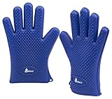 Kuhlz Ultra Heat Resistant Five Finger Silicone Oven Mitts (Midnight Blue)