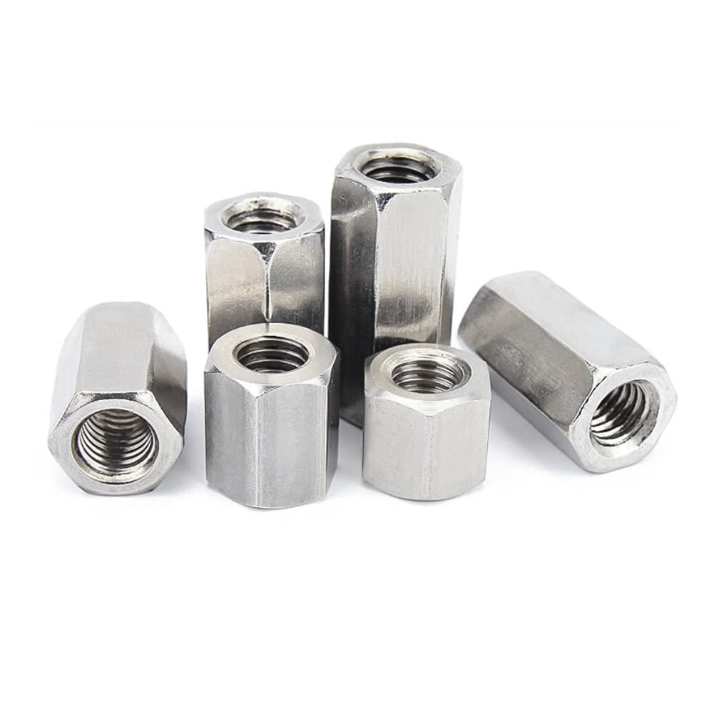 BOZONLI M6 Long Rod Nut Stainless steel Hex Coupling Nuts Hexagonal Sleeve Nut Female Threaded Fasteners, M6×10×20mm,5 pcs