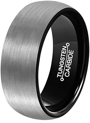 Unisex 8mm Titanium Black Tungsten Rings for Men Wedding Engagement Band Brushed Dome Comfort Fit Size 4-14 (9)
