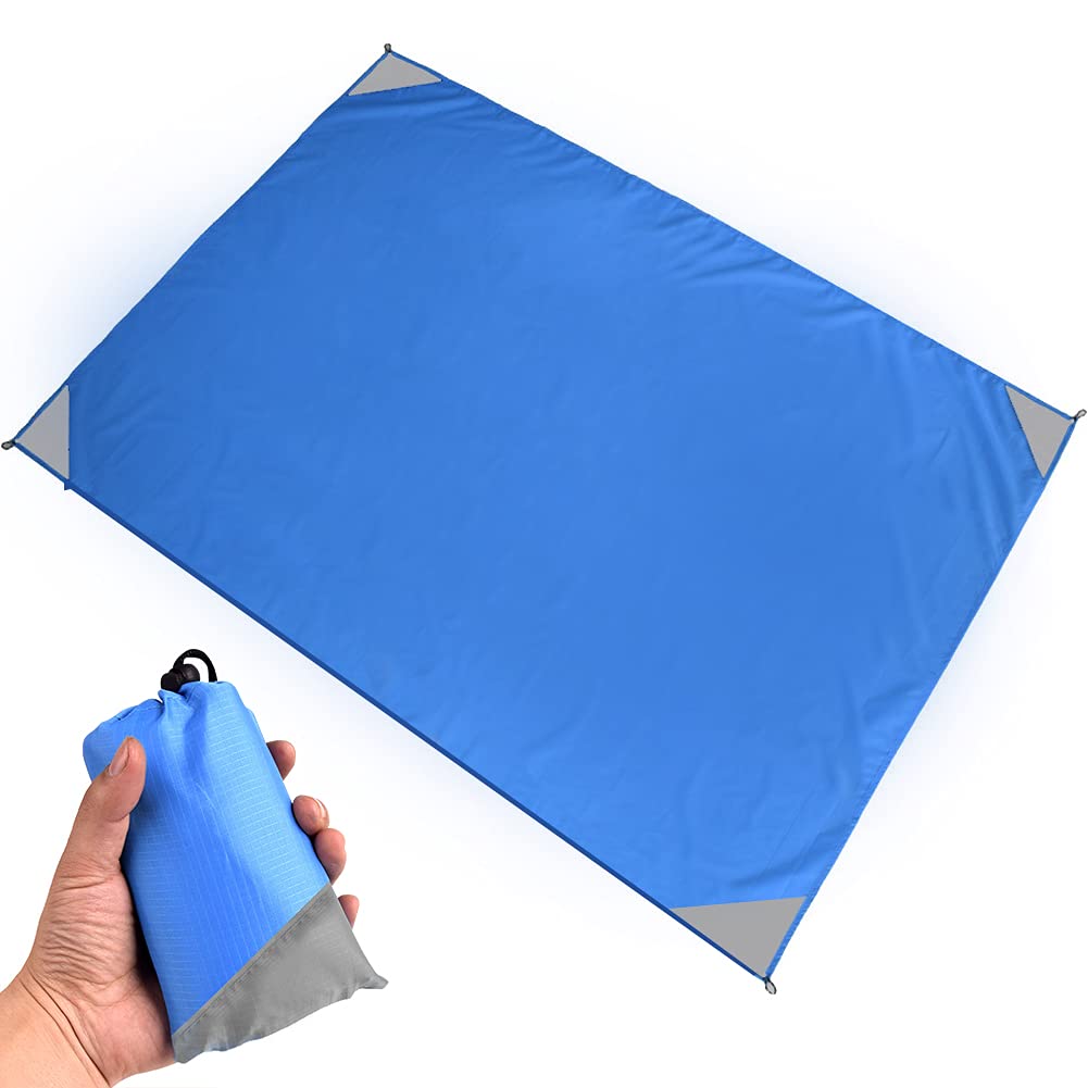 Gadom Sand Free Beach Mat 140 x 150cm – Water-Resistant Picnic Blanket with Pocket & Carry Handle, Lightweight Portable Ground Sheet for Travel, Camping, Hiking, Park – Ideal for 2-4 People