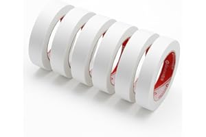 G GINNVA White Masking Tape,1" Wide×55 Yards 6 Rolls,Medium-Adhesion Painters Tape for Car Painting,Arts & Crafts, Home DIY Projects,Spray Paint Masking- Hand Tearable, No Residue, Multi-Surface Use