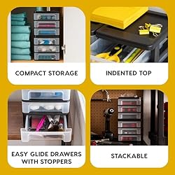 IRIS USA Plastic Stacking Desk Top 3-Drawer Storage