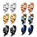 Pusheng Stainless Steel Small Hoop Earrings Set Clip On Earrings Set for Men Women Huggie Earrings Non-Piercing 6 Pairs
