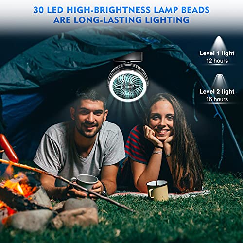 Camping Fan with LED Lights 6000mAh Rechargeable Battery Operated Fan