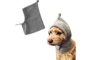 IMDOUBLEDOU Dog Winter Hat, Leopard Doggie Flannel Hat Pet Christmas Winter Warm Caps Cute Accessories Neck Ear Warmer Pullover Hood Warm Scarf, Calming Dog Hood for Noise Protection (Grey, Small)
