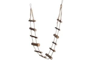 SHEENS Pet Hamster Climbing Ladder, Parrot Nature Wood Long Climbing Ladders Squirrel Suspension Rope Bridge for Squirrel Hamster Totoro Sugar Gliders