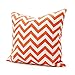 Lavievert 20 X 20 Inch Decorative Cotton Canvas Square Throw Pillow Cover Cushion Case Handmade White and Orange Chevron Stripe Toss Pillowcase with Hidden Zipper Closure (for Living Room, Sofa, Etc)