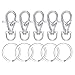100 Pcs Metal Swivel Clasps Lanyard Snap Hook Lobster Claw Clasp Jewelry Findings with Key Chain Rings