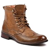 Polar Fox MPX-808567 Men's Brown Lace Up Wing Tip Perforated Dress Ankle Boot