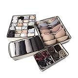 Domestic Corner - Drawer Dividers Closet Organizers - Storage Boxes - Set of 4 - Beige