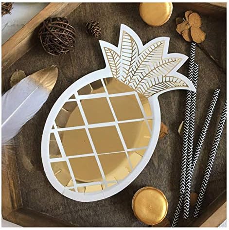 YouMeBest Disposable Paper Plates Foil Gold Chevron Round Paper Plates 9-Inch 32pcs