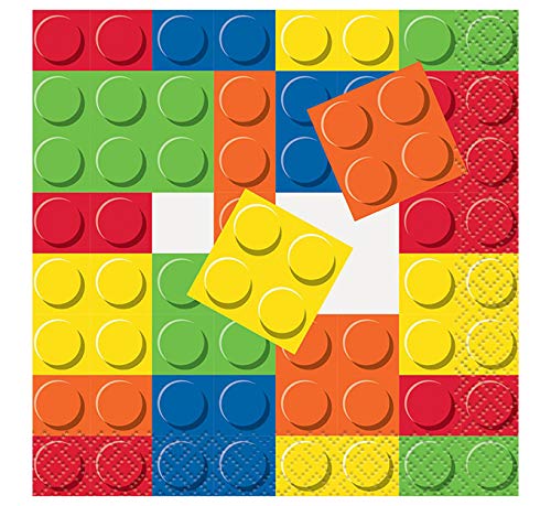 Building Blocks Birthday Beverage Napkins 16Ct