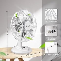 BEYOND BREEZE Oscillating Table Fan Quiet 3-Speed