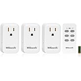 Remote Control Outlet, WILAWELS Wireless Remote Light Switch, Expandable Electrical Outlet Switch for Lamp, Light, Fan, Appliance, 100ft RF Range, FCC Listed, 1 Remote + 3 Outlets W02RC1306