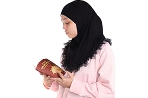 MuLanLegend Cotton Lace Hijab | Princess Nur | Girls Kids Instant Slip-on Scarf Sarong | Ligthweight and Comfortable