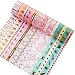 YUBBAEX 16 Rolls Washi Tape IG Style Masking Set Gold Foil Decorative for Arts, DIY Crafts, Journal Supplies, Planners, Scrapbooking, Wrapping Rainbow -Cute- (IG Set 16 Rolls)