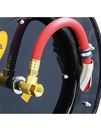 ReelWorks compresor de aire retráctil de acero enrolladora de manguera de agua con manguera de polímero híbrido de 3 8 pulgadas x 25 pies L805083A 300 psi como máximo