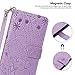 for iPhone 8 Plus Case,iPhone 7 Plus Case,JanCalm PU Leather Wallet Flip Case [Card/Cash Slots][Wrist Strap] Elephant/Flowers Pattern Women Girls Cover (Purple)