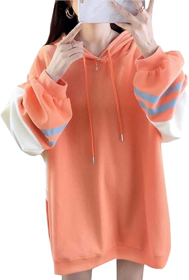 Amazon Mlboss パーカー レディース トレーナー 長袖 ゆったり プルオーバー 大きいサイズ 春 秋 カットソー ファッション 通学 フードパーカー オシャレ 色切り替え アウター スウェット トレーナー パーカー 通販
