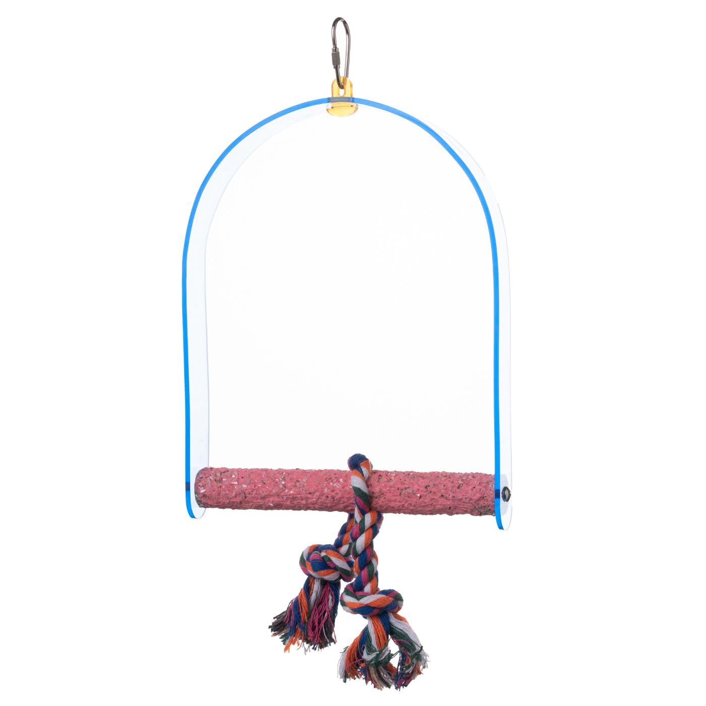 PARROT ESSENTIALS Sanded Nail Arch Swing Perch with Cotton Rope - Large Parrot Toy Nest Swing for Nail Trimming - Wooden Bird Perch for African Grey, Amazon, Cockatoo - Pet Swing for Birdcage