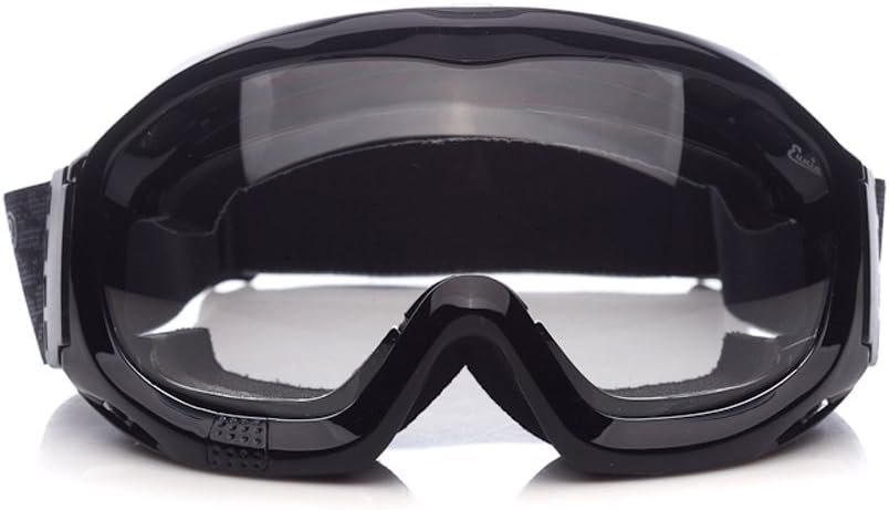 Fit Over Glasses' Anti-fog Riding Goggles with Sponge Liner Adjustable Elastic Headband (Clear Lens Normal Vision)