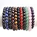 Jovivi 8MM Natural Tigers Eye Gemstone Healing Crystal Round Energy Yoga Beads Elastic Stretch Bracelet for Men Women