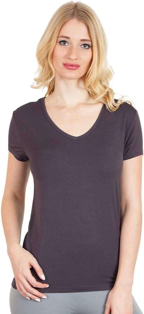 Agiato Women's Basic Rayon V Neck T-Shirt