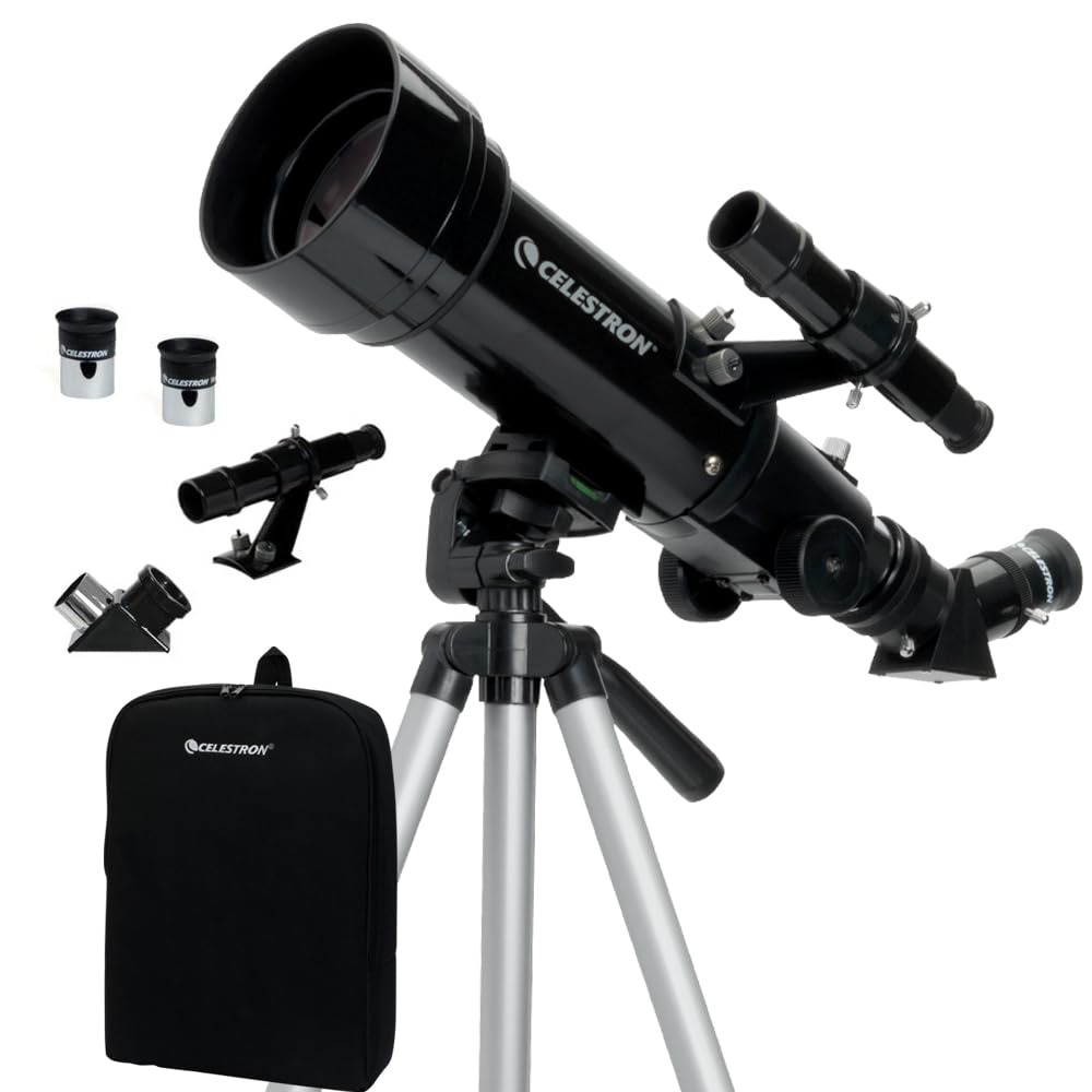 Telescopio refractor portátil Celestron Travel Scope 70 - Apertura de 70 mm, óptica de vidrio totalmente recubierta - Incluye trípode, mochila y software - Ideal para principiantes y viajes
