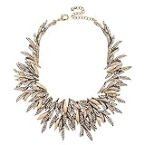 Jane Stone Gold Tone Statement Zirconia Sipke Chips Cluster Choker Collar Bib Necklace Gorgeous Women Shining Crystal Bridal Wedding Party Jewelry Elegant 25.2"(Fn1713)