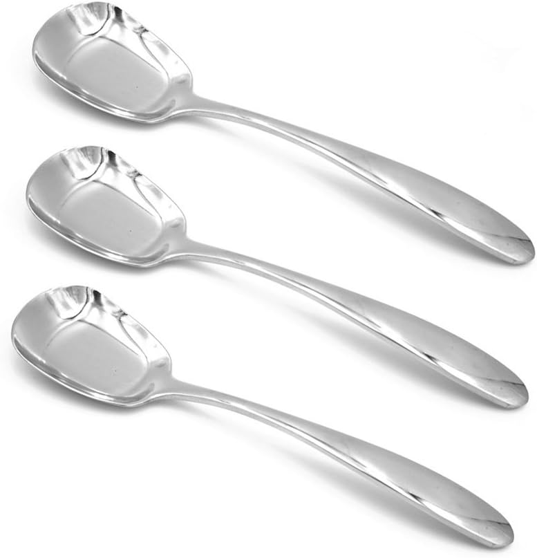 ERCENTURY Stainless Steel Soup Spoons,Table Spoons,Dinner Spoons,Rice Spoons,Special Square Design,Mirror Polish,Small Size(6.1 Inches Length,1.53 Inches Width,0.11inch Thickness)