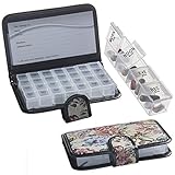 7-Day Weekly AM/PM Snap Pill Organizer Holder Box Tapestry Travel Case 4 Daily Doses Dispenser Day Night