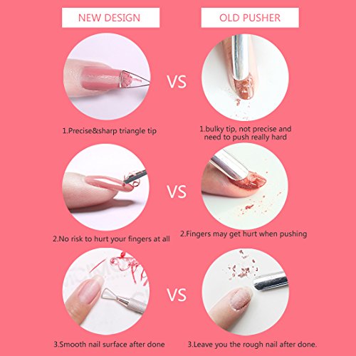 Nail Art Soak Off Gel Polish Cuticle Pusher Peeler Scraper Remover Tools with Unique Triangle Tip Design Stainless Steel by GADGETS ENTREPOT - Thumbnail 2