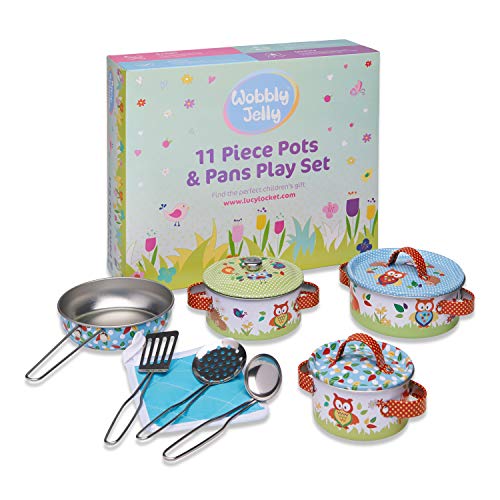 Wobbly Jelly 'Woodland Animals' Kids Kitchen Set 11 pc Toy Pots and