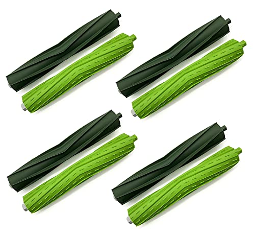 Tivcroxs 4 Set Dual Multi-Surface Rubber Roller Brushes Replacement Parts Compatible with iRobot Roomba J & I & E Series J7 J7+ i7 i7+ i3 i4 i6 i6+ i8 i8+Plus E5 E6 E7 Vacuum Cleaner