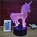 Xmeilo 16 LED Color 3D Illusion Platform Night Lighting Touch Switch Table Desk Decor LED Lamp with Remote Control Unicorn