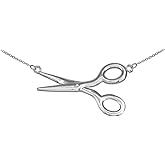 .925 Sterling Silver 1-1/3" x 3/4" Sideways Scissors Shears Hair Stylist or Tailor Seamstress Fixed Pendant Necklace - Choice of Chain Length