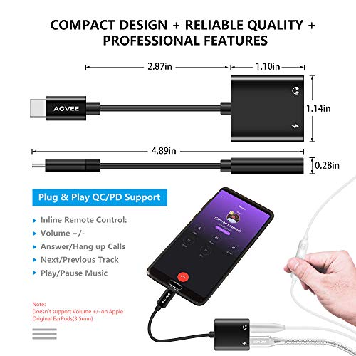 AGVEE USB-C to 3.5mm Headphones Adapter 