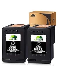 Cartuchos de tinta JARBO recargables de HP 63XL de alto rendimiento, 2 unidades (1 negro y 1 color). Muestra el nivel de tinta de manera precisa para HP Deskjet 2130, 3630, 3632, ENVY 4520 y OfficeJet 3830, 2 negro