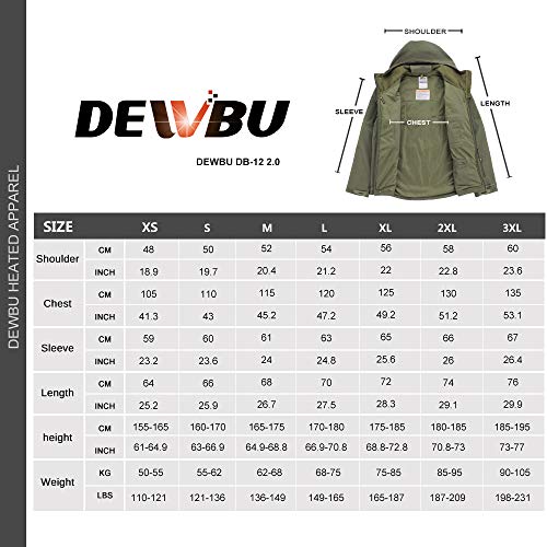 DEWBU Men's Soft Shell Heated Jacket with Battery Pack DB-12 2.0 (Army Green, X-Small) - 12 Months Warranty - Thumbnail 5